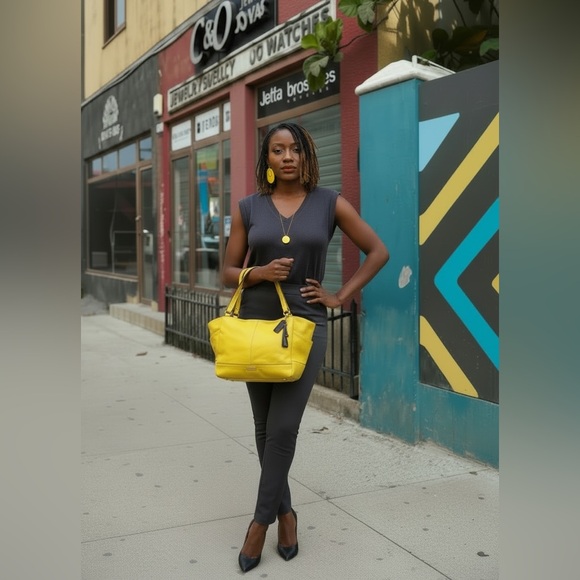 EUC Coach Vibrant Yellow Leather Shoulder Bag - Picture 3 of 8